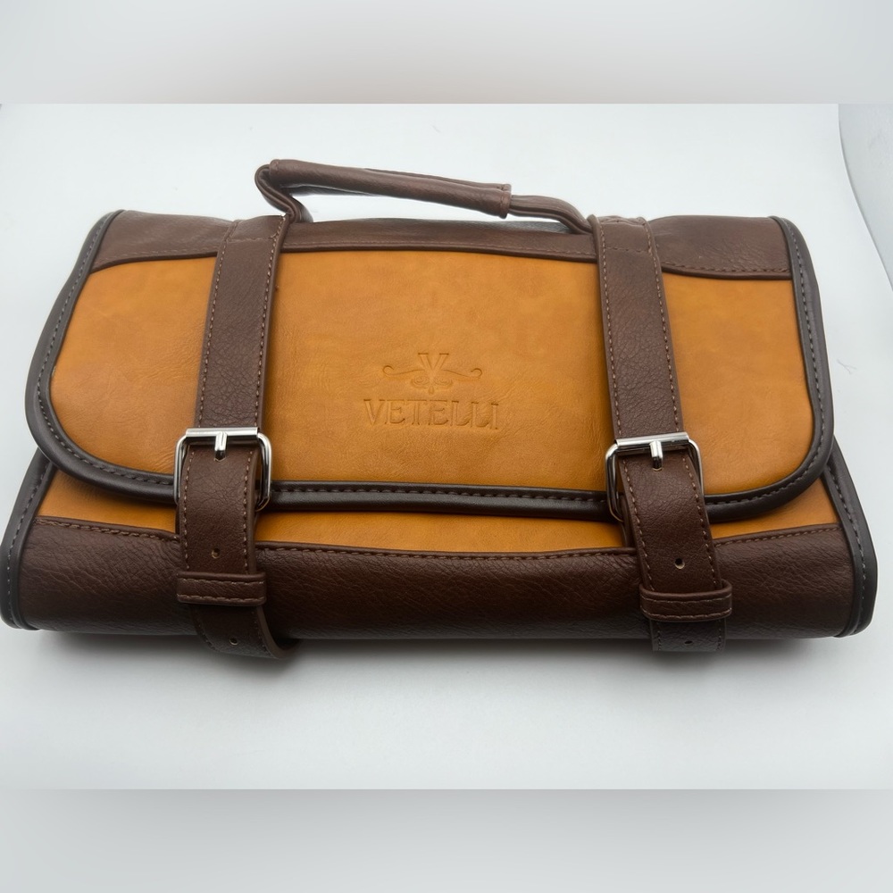 Vetelli Hanging Leather Toiletry Bag Mens Travel Gift 4 Pockets
